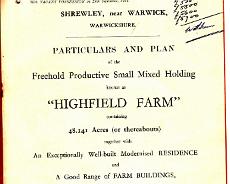 Highfield Farm 1954b Sales particulars for Highfield Farm from when it was sold in 1954